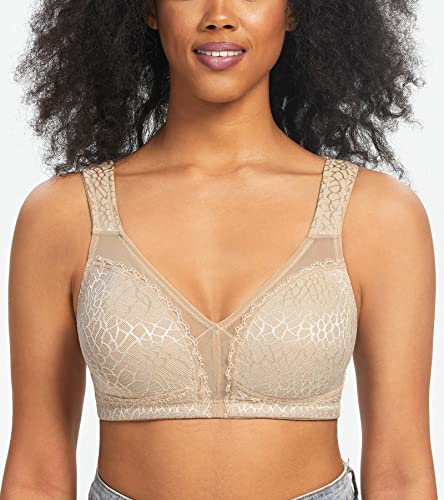 Haci Women's Minimizer Bra Full Coverage Non Padded Wirefree Plus Size For Large Bust Support Seamless(36C, Toffee) #TOP2