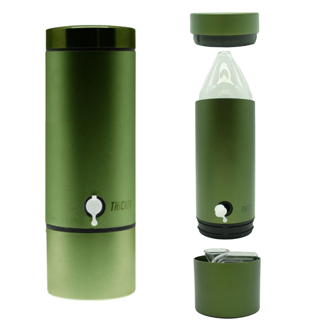 All-In-One Portable Smell-Proof Water Bottle Set for Travel- Premium Glass Silicone and Aluminum Hookah Replaceable Accessories Part Concealable