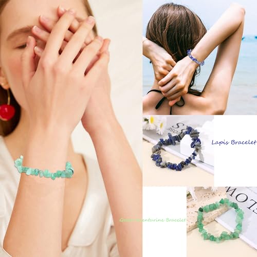 Sonnyx 12 Pcs Crystals Chip Bracelets Set For Women Natural Gemstone Bracelets Colorful Gravel Bead Bracelets Irregular Chips Beads Bracelet Reiki Stretch Beaded Bracelets Jewelry thumb #2