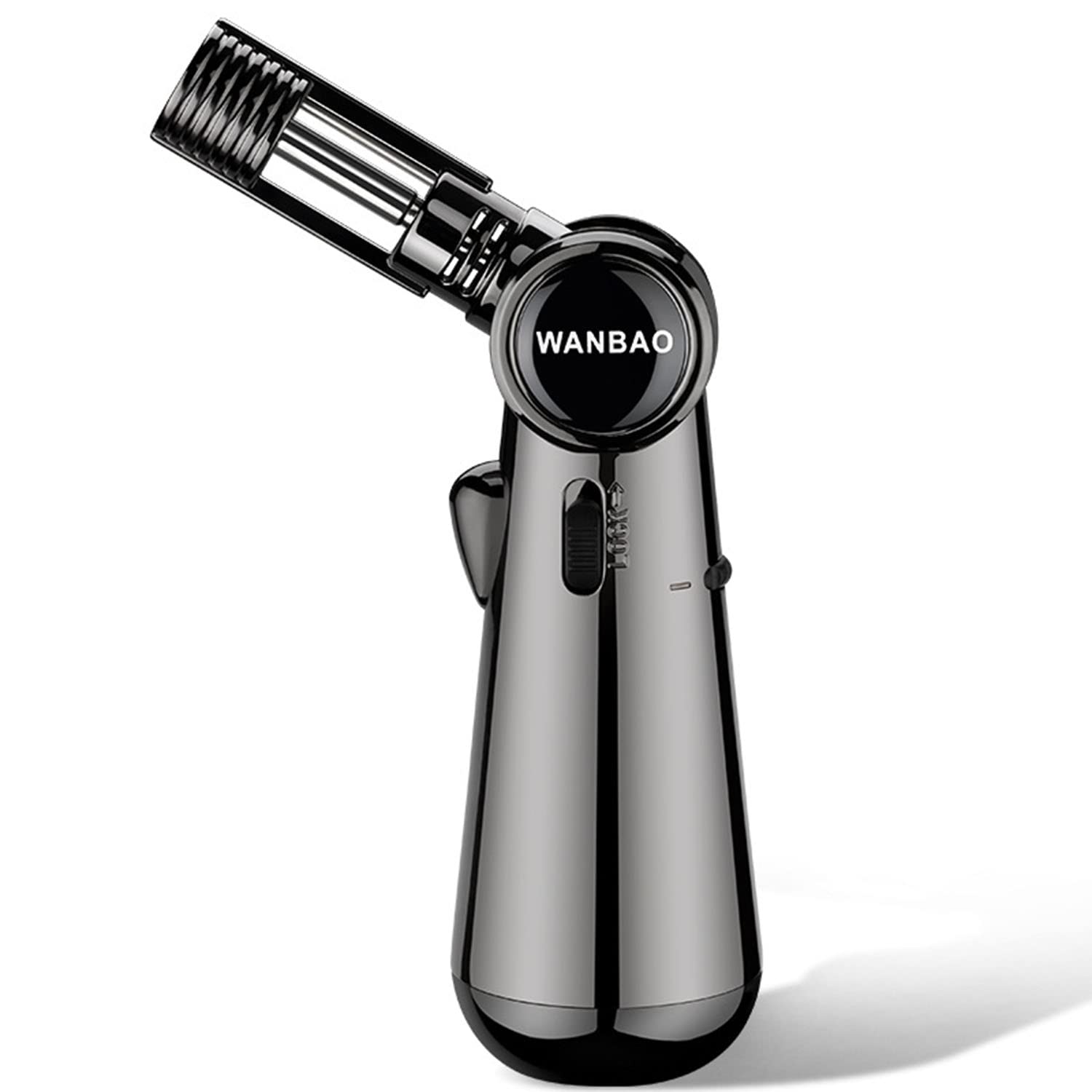 Encendedor de Butano Culinario A Prueba de Viento Cocina Antorcha de Turbina de Chorro con Bloqueo de Seguridad Llama Ajustable para Cigarro Barbacoa Soldadura Artesanía,Gray