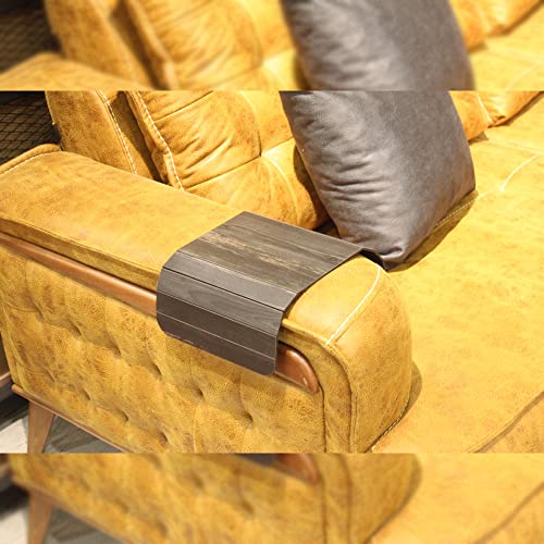 Tosell™ Sofa Arm Tray Table For Couch Flexible/Foldable Sofa Tray Couch Arm Table Perfect For Drinks Snacks Remote Control Or Phone Great Arm Tray For Couch Armrest (Lightbrown) #TOP2