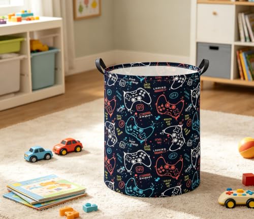 Image of Kids Laundry Basket Baby Hamper for Nursery Storage Bin Organizer (Game)