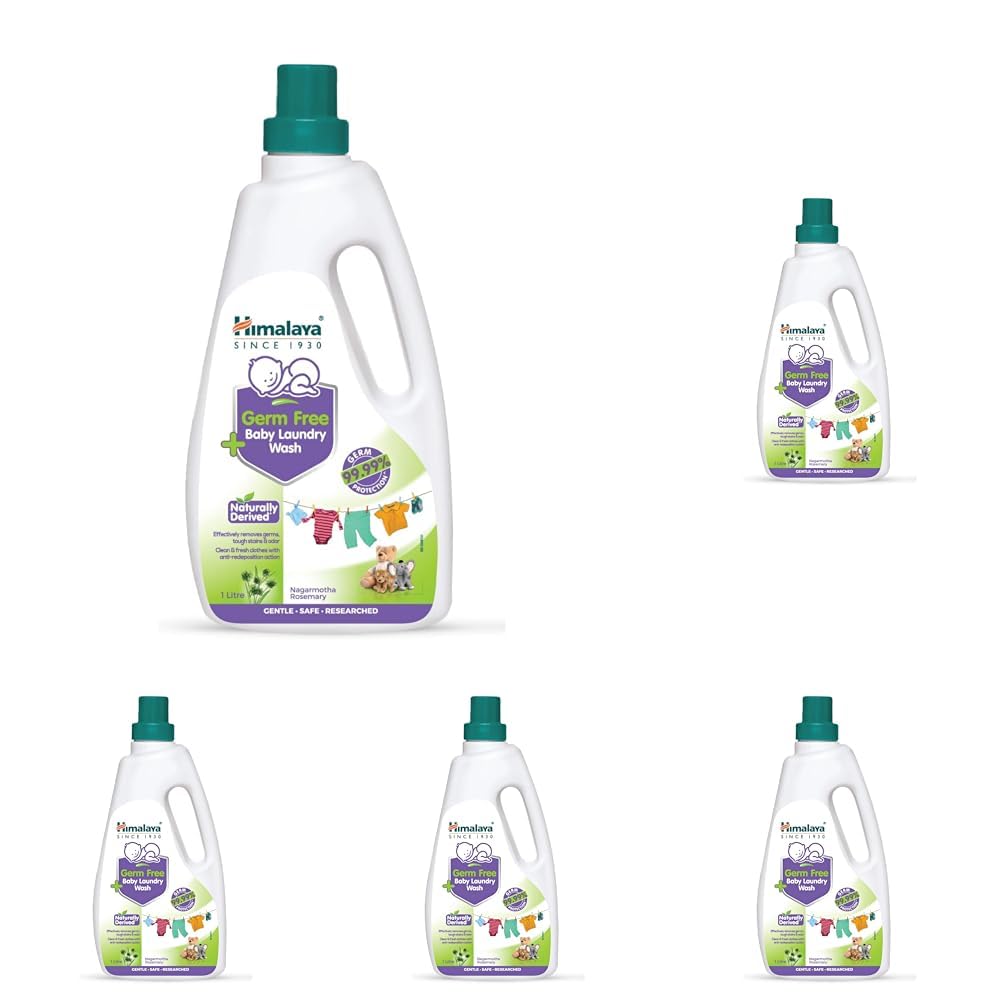 Himalaya Germ Free Baby Laundry Detergent with Plant Based Cleansers & Biodegradable Ingredients (Bottle, 1 Litre) (Pack of 5)-image-6