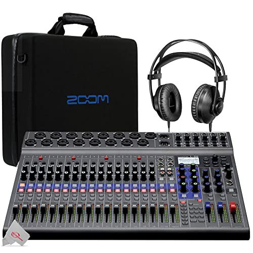 Zoom LiveTrak L-20-20-Input Digital Mixer & Multitrack Recorder + Zoom CBL-20 Carrying Bag + BY-HP2 Professional Over-Ear Hi-Fi Monitor Headphones