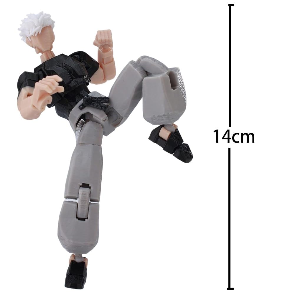 Gojo Satoru Figura de Acción JJK, Figura Movible Gojo Satoru Articulación Articulada con Accesorios Figura Impresión 3D Figura Coleccionable Pantalla de Escritorio Regalo para Fans 14 cm