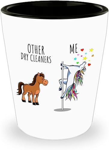 Unicorn Dry Cleaner Shot Glass Other Me Funny Gift For Coworker Women Her Cute Office Birthday Present Magical Joke Quote Gag 1.5 Oz Shotglass