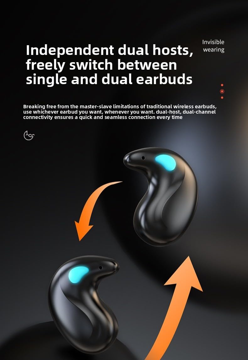 Auriculares invisibles inalámbricos azules ocultos para personas que duermen de lado, auriculares invisibles para dormir y dormir, pequeños auriculares Bluetooth para orejas pequeñas (azul)