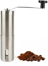 Moedor de Café Manual de Inox - Triturador para Grãos, Manivela e Nível de Moagem Ajustável, Portátil para Uso Doméstico e Viagens
