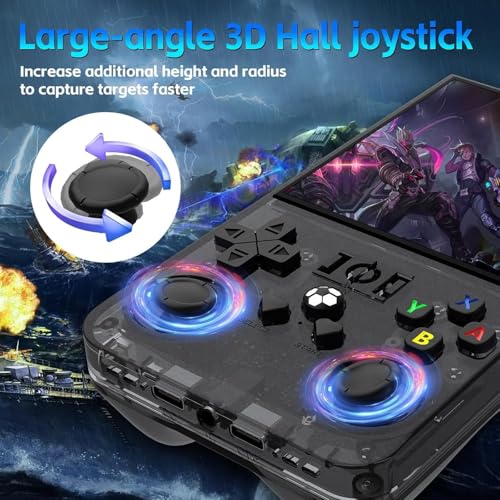 Image of R36MAX Handheld Game Console, Retro Gaming Console with 4000mAh Battery 4.0 inchIPS Screen, Open Source Linux System, with 64GB TF Card Portable Video Gaming Console, Charcoal Black