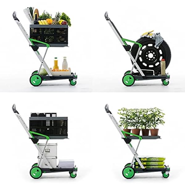 CLAX® El innovador carro plegable | Claxmobil | con caja plegable | Carro de laboratorio | Aluminio Polipropileno (PP), verde