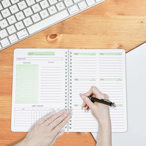 Undated A5 Weekly Planner Notebook with Habit Tracker - Green - Image 2