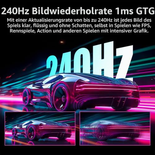 Gawfolk Gaming Monitor 32 Zoll 240Hz, Curved PC Bildschirm Full HD 1080P, Rahmenloses 1800R Gebogenes Computerbildschirm mit FreeSync und… – Ansicht 2