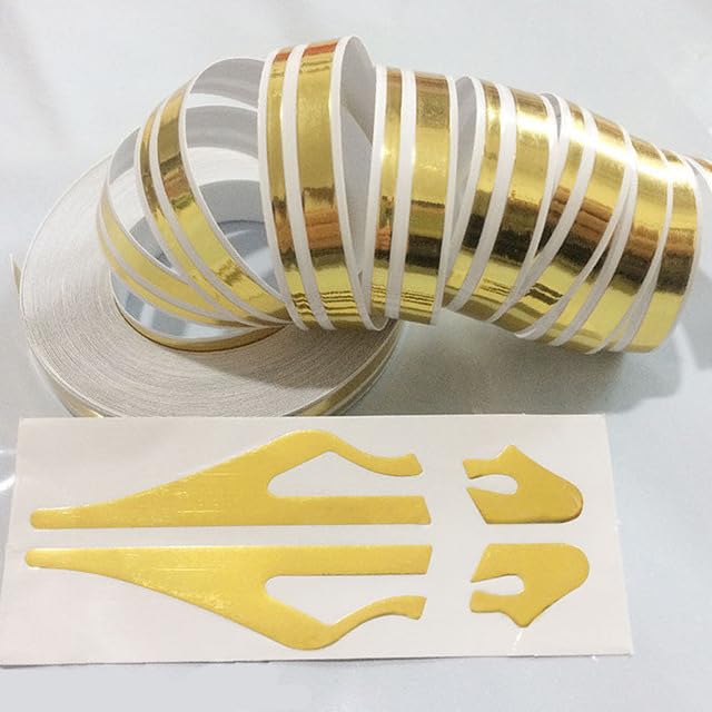 AE-PRO - 12mm Striping Pin Stripe Steamline DOUBLE LINE Tape Car Body VINYLs Sticker Decal 9.8m Car Styling Decoration Accessories Trim (Gold)