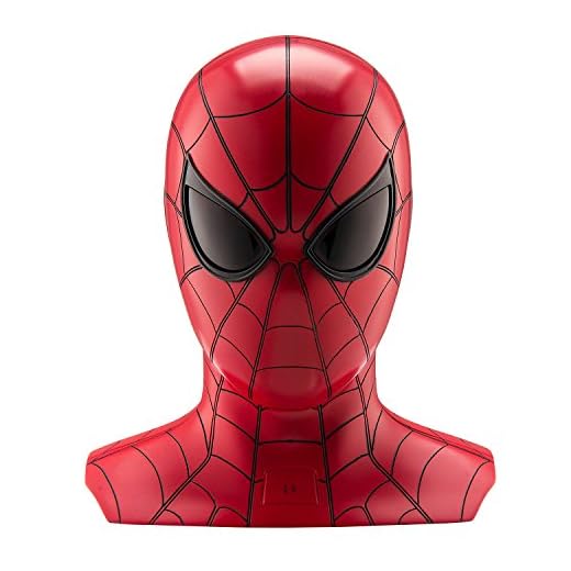 eKids Spiderman - Altavoz HiFi Bluetooth (Manos Libres y Ojos Luminosos, diseño Busto de Spiderman) Color Rojo y Azul