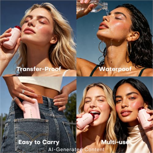 Image of KIMUSE Jelly Cheek & Lip Tint, Watercolor Blush, Multi-Use Makeup, Tint for Cheeks, Lips & Eyes, Lightweight, Sheer & Buildable Color, Vegan Formula, Cruelty-Free