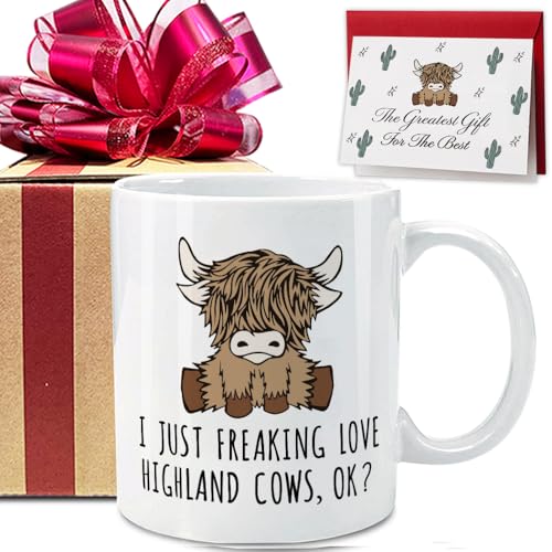 VLUG Funny Highland Cow Mug Gift for Cows Lovers...