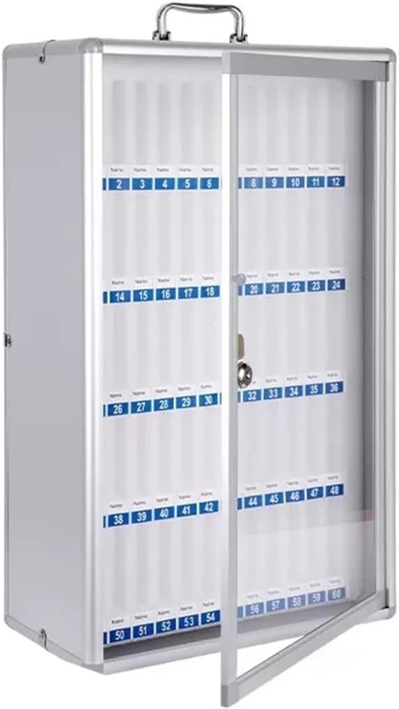 60-Slot Silver Locking Wall-Mounted Safe Deposit Box - Durable Aluminum Organizer for Classroom, School, Office, Factory Storage Solutions
