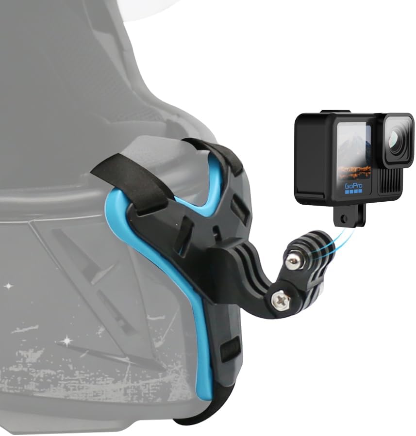 Motorcycle Helmet Chin Strap Mount for GoPro Hero 13/12/11/10/9/8/7/(2018)/6/5 Black,DJI Osmo Action 6/5 pro/4/3/2,Insta360 ONE R,AKASO/Campark/YI and More