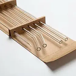 Kit 4 Canudos de Vidro Reutilizáveis com Escova de Limpeza – Sustentável, Higiênico e Ecológico