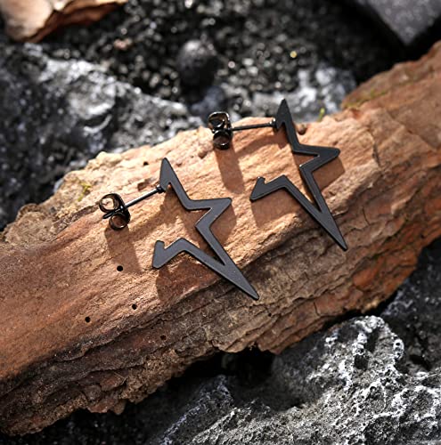 Zankulas 32Pcs Stainless Steel Black Earrings For Men Cool Gothic Goth Accessories Grunge Punk Jewelry With Sword Knife Screw Cone Studs #TOP4