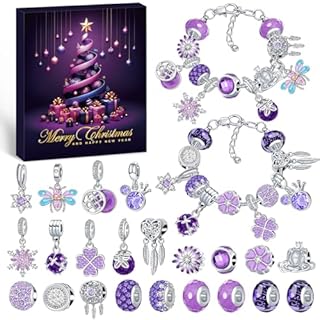 PITMT Calendrier de l'Avent 2025 Bijoux Femme Fille, 24 Surprises Calendrier de l'avent Enfant Ado, DIY Calendrier de Noël Charms Bracelet Kit Fabrication Creation Bijoux Femme Fille Cadeaux de Noël