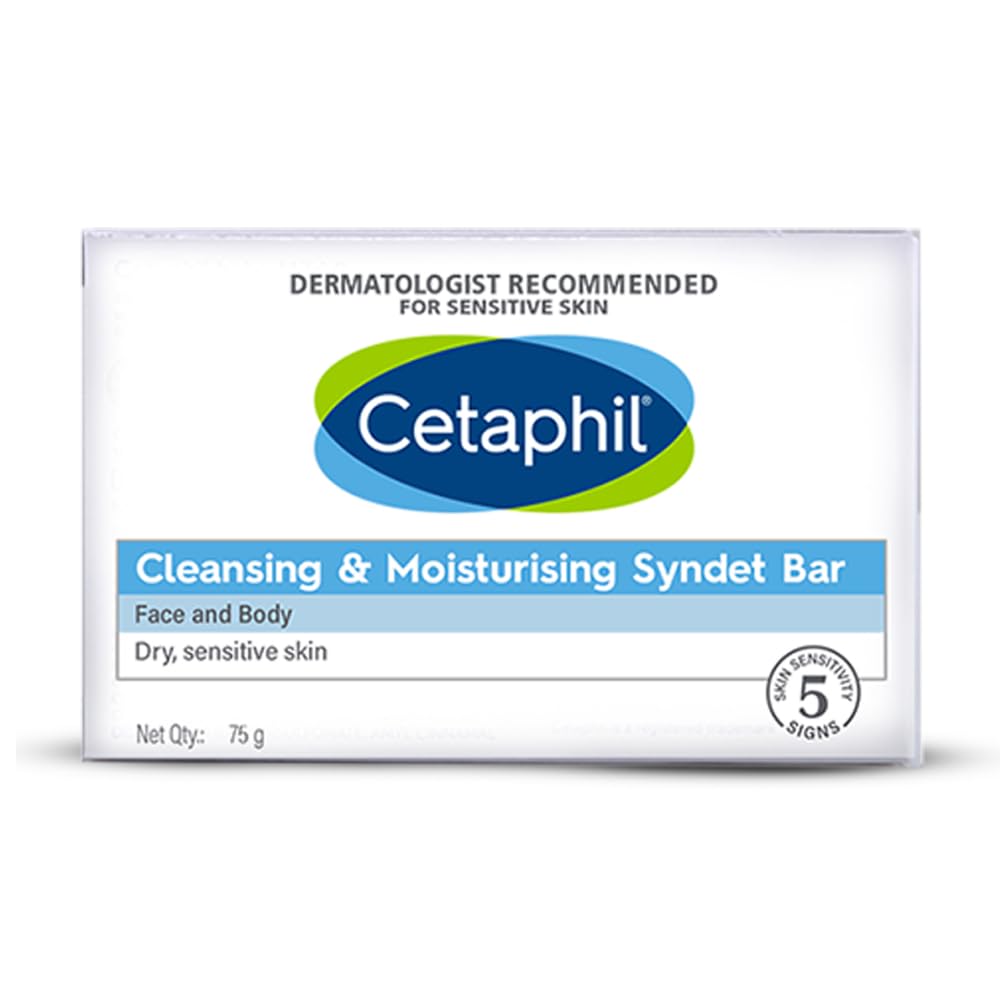 Cetaphil Cleansing and Moisturising Syndet Bar, Shea Butter,For Face & Body, Sensitive skin, 75g, Pack of 1 Cetaphil Cleansing and Moisturising Syndet Bar, Shea Butter,For Face & Body, Sensitive skin, 75g, Pack of 1
