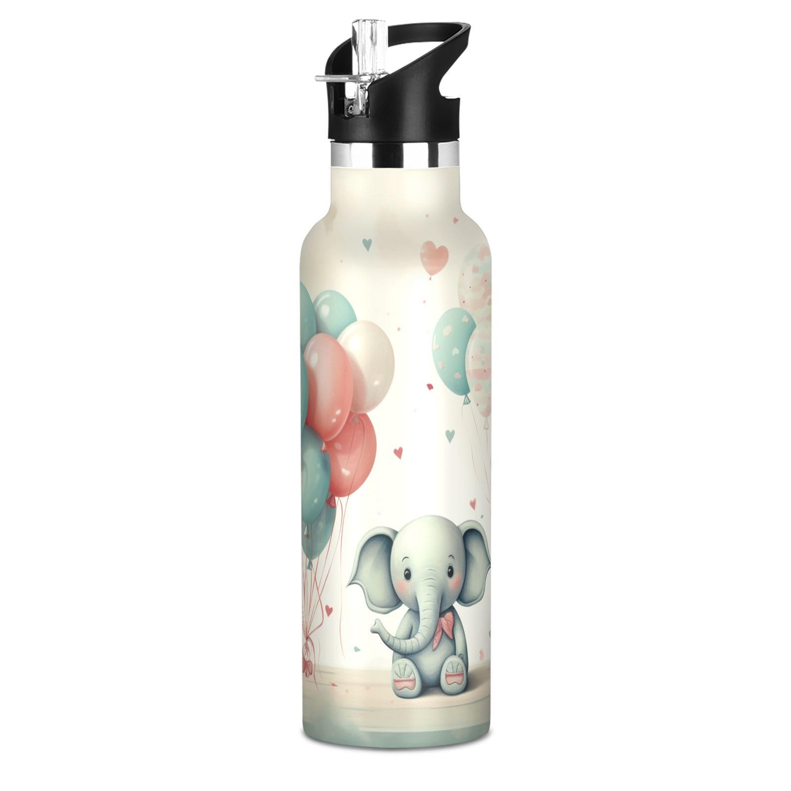 Kaaviyo Boys Pattern Cheerful Elephant Balloons Water Bottle Stainless Steel Jug Insulated Vacuum Cup For Girls(600Ml)