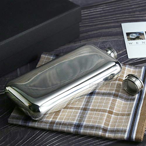 Wentworth- Pewter Flask Tin Hip Flask-854P- 3Oz/85Ml (Approx.) W/Brown Leather Pouchlead-Free Pewter Handmade In Uk #TOP3