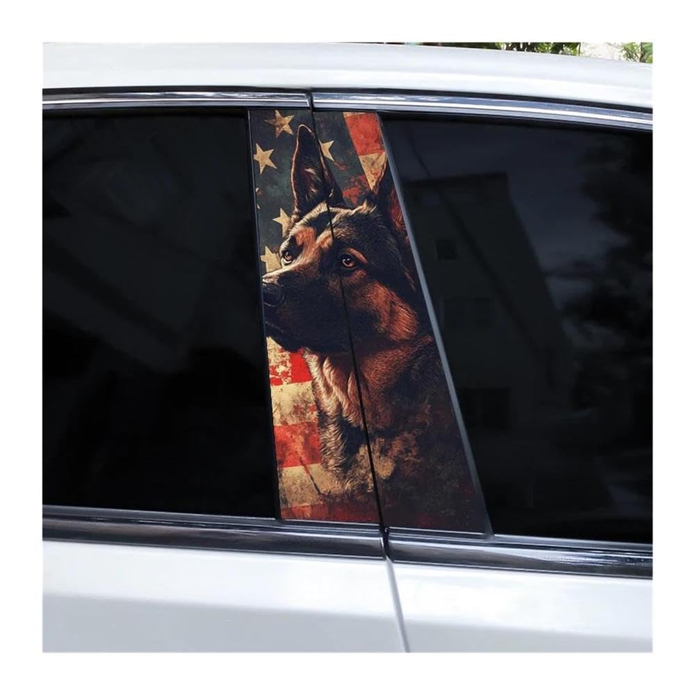 Decorative Items 2pcs Car Window Pillar Stickers German Shepherd DIY Vinyl Car B-Pillar Decals(B)