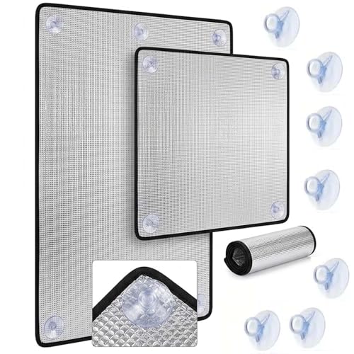 Película Protector Solar para Ventanas, Lámina de Aluminio Aislante Térmico con Ventosa, Película Reflectante Opaca para Privacidad en Garaje y Cristal Coche 130X180cm 30x100cm(Gris,70x170cm)