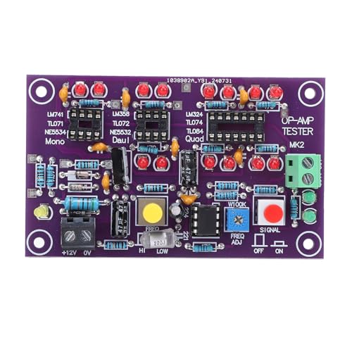 Masyrt Operational Amplifier Testing Module Board, OP AMP Tester for Single, Double, Quad with DC12V T2, Ideal for Electronics Testing & Experiments