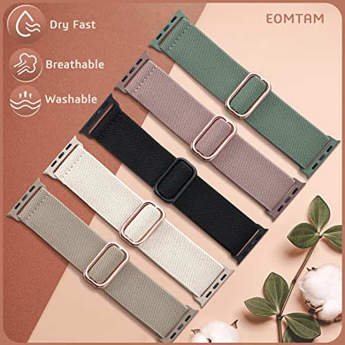EOMTAM-5-Pack-Stretchy-Nylon-Compatible-for-Apple-Watch-Ultra-21-Band-38mm-40mm-41mm-42mm-44mm-45mm-49mm-Women-MenElastic-Cloth-Sport-Wristbands-Solo-Loop-for-iWatch-Series-9-8-SE-7-6-5-4-3 51v3syqqkfL