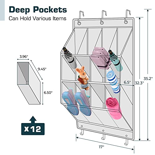 Storage Maniac Over The Door Shoe Organizer, 2 Pack Hanging Shoe Organizer, 12 Large Pockets Shoe Storage Rack Organizer For Closet And Dorm Narrow Door Shoe Storage, Grey #TOP1