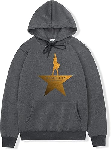 Musicals Hamilton Sudadera con capucha de manga larga con bolsillo canguro unisex para los fans de Hamilton, gris oscuro, M Cover