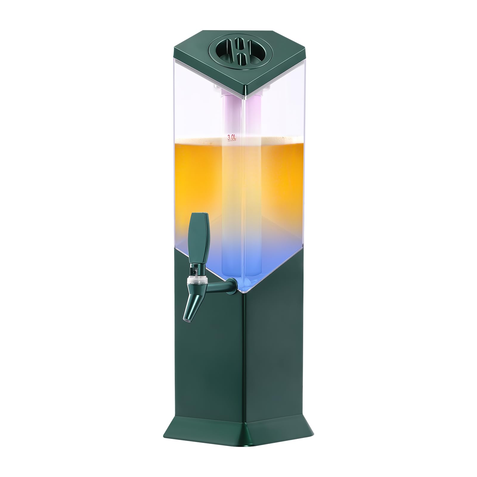 Tower Dispenser,101.44oz Beer Dispenser with Ice Tube and Light,Creative Luminous Beer Draft Beer Bucket Commercial Beer Tower Dispenser for Party Bar Home Tower Dispenser with Faucet