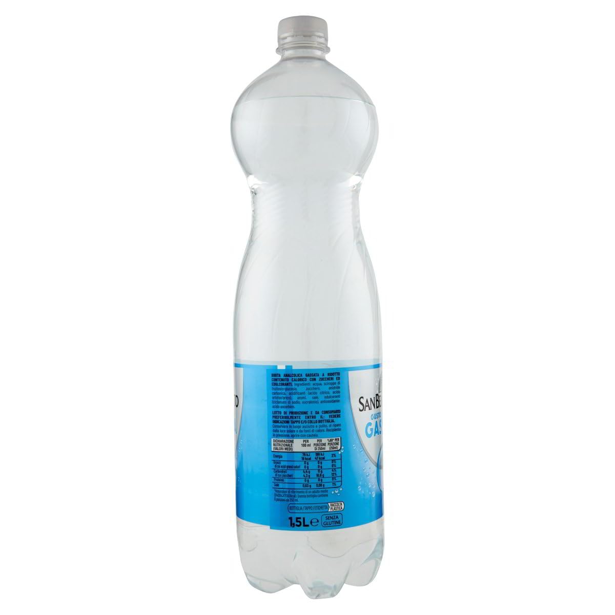 San benedetto Gassosa, Erfrischendes italienisches Alkoholfreies Getränk, Tonic Wasser, PET 12x 1.5 Lt Einweg, erfrischend, lemonade soft drink + Italian Gourmet polpa 400g