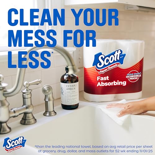 Image of Scott Paper Towels, Task Size, 30 Family Double Rolls (119 Sheets Per Roll)