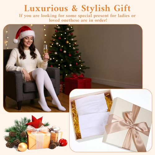 Thigh High Socks Solid Color Opaque Tights High Waist Footed Pantyhose Microfiber Opaque Thigh Highs Stockings3