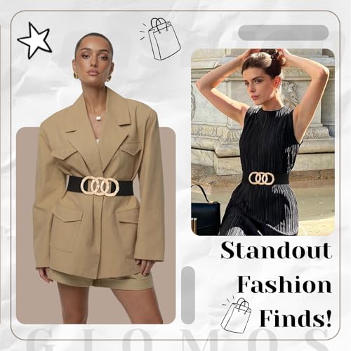 Elastic Waist Belt for Women Fashion, Wide Stretchy Belt with Ring Buckle for Dresses, Casual or Formal Outfits2