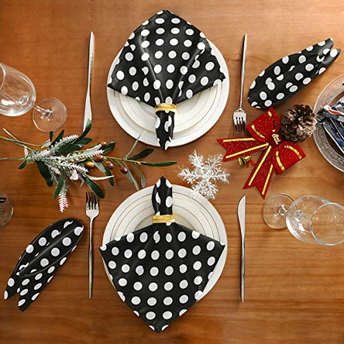 Zzwwr Cute Polka Dot Pattern Cloth Napkins, Set Of 6 20 X 20 Inch Soft & Comfortable Polyester Dinner Napkin For Family, Restaurant, Weddings, Parties(Black White) #TOP4