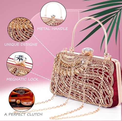 Image of SEA MOUNT Handicraft Hand Embroidered Box Clutch sling Bag Purse for Bridal, Casual, Wedding Bag for Women & Girls