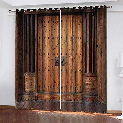 Paire de rideaux occultants à isolation thermique et acoustique avec œillets pour chambre à coucher, salon, chambre d'enfant - Style vintage - 200 x 160 cm