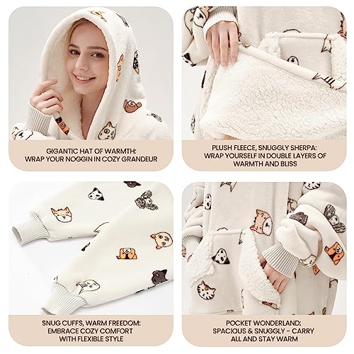 Touchat Oversized Sherpa Fleece Wearable Blanket Hoodie — view 3