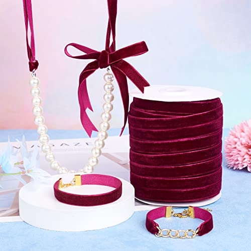 PandaHall 50 Yards Single Face Velvet Ribbon 3/8 Inch 10mm Velvet Ribbon Spool for Gift Wrapping Hair Bow Clip Sewing Wedding Decoration(Medium Violet Red) - Image 2