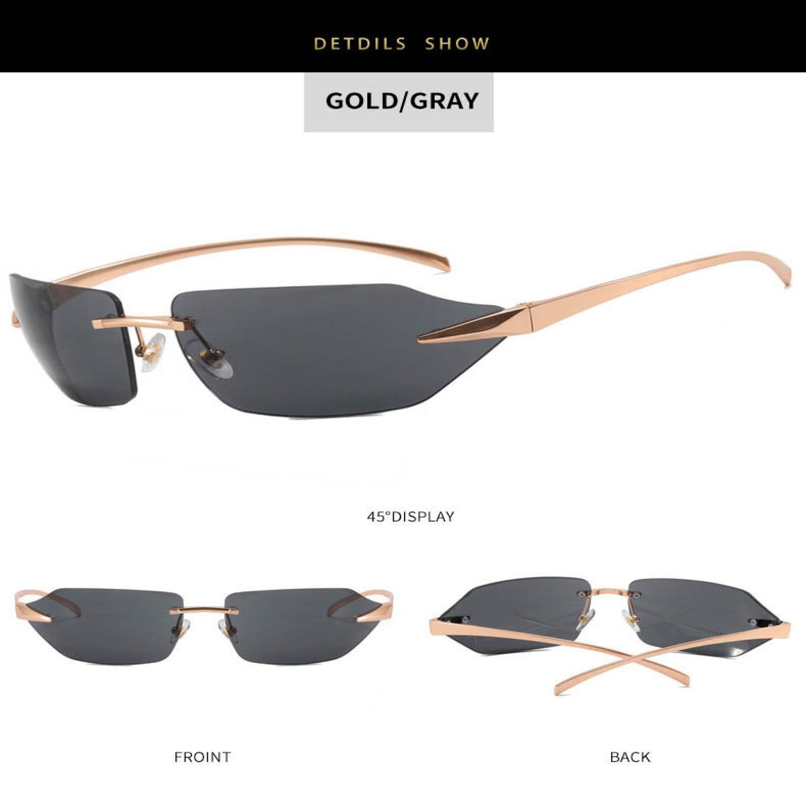 Okulary przeciwsłoneczne bez oprawek damskie okulary przeciwsłoneczne vintage dla mężczyzn retro moda luneta soleil