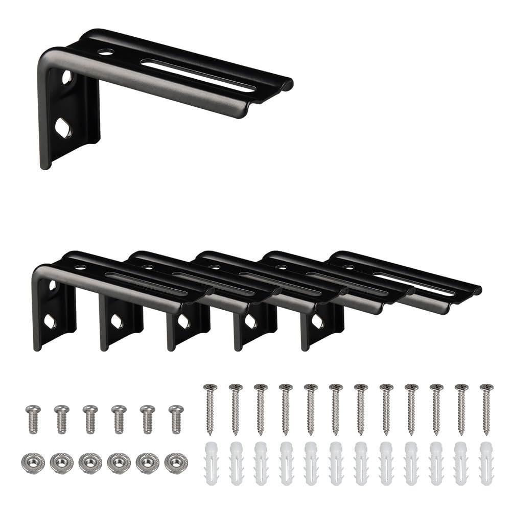 SOLOKOS 6 Pack Heavy Duty Wall Brackets for Ceiling Curtain Track, Black
