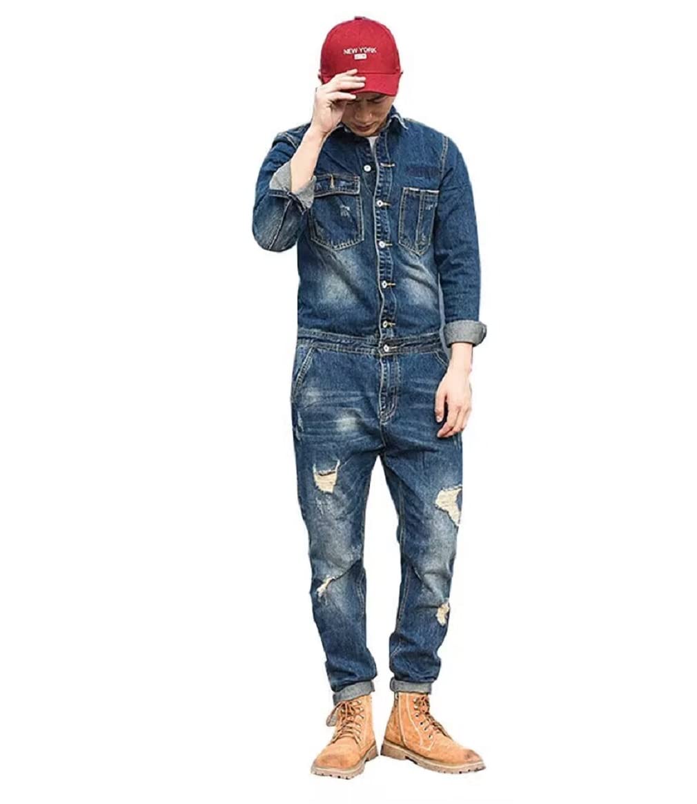 使用回数少な目　黒デニム　男性Sサイズ　ツナギ 使用回数少な目 黒デニム 男性Sサイズ ツナギ 使用回数少な目 黒