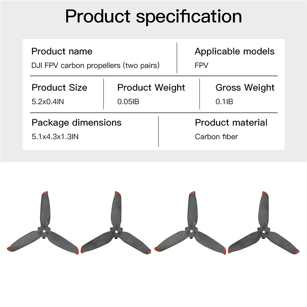 Eliche per DJI FPV, elica in fibra di carbonio, design della forma snella, peso più leggero, ala del drone, pezzo di ricambio, accessori per droni