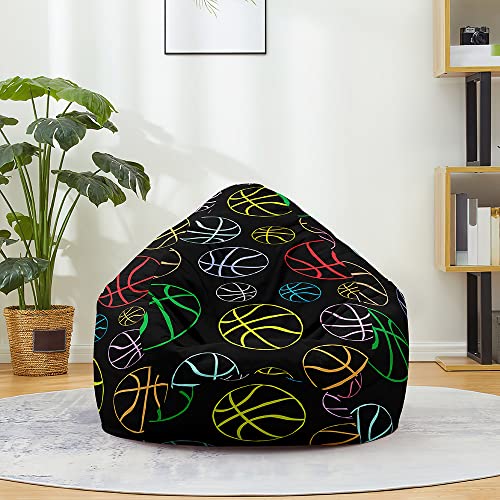 Mateju Pouf Poire Coton et Lin, Pouf Imprimé Basket-Ball 3D Sac Haricots sans Remplissage Soft Canapé Chambre, Lavable Sac de Haricots pour Enfant, Adulte...