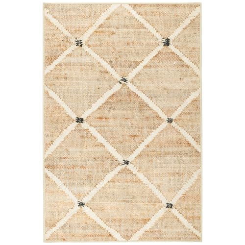 Dash and Albert Kali Machine Washable Area Rug - 2' x 3' Natural - Diamond Accent Rug - Anti-Slip...